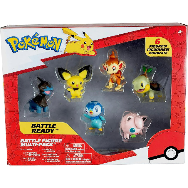 Pokemon Battle Figure Set, 6 Toys - Gen 4 Starters Gift for Kids & Fans