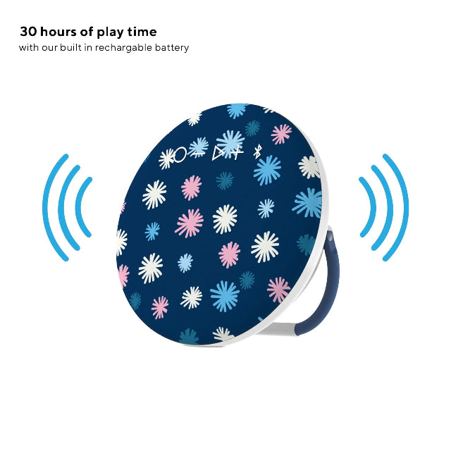 Onn Portable Bluetooth Speaker | IPX4 Water Resistant | Round Wireless, Navy Spark