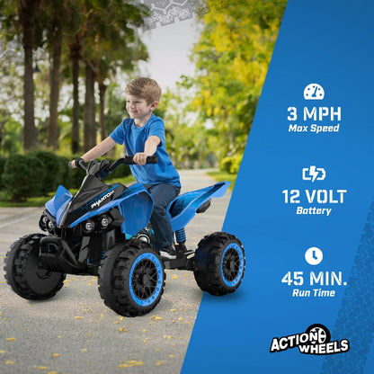 12V Blue Phantom ATV Ride-On: Battery-Powered Fun for Kids 2-4 Years