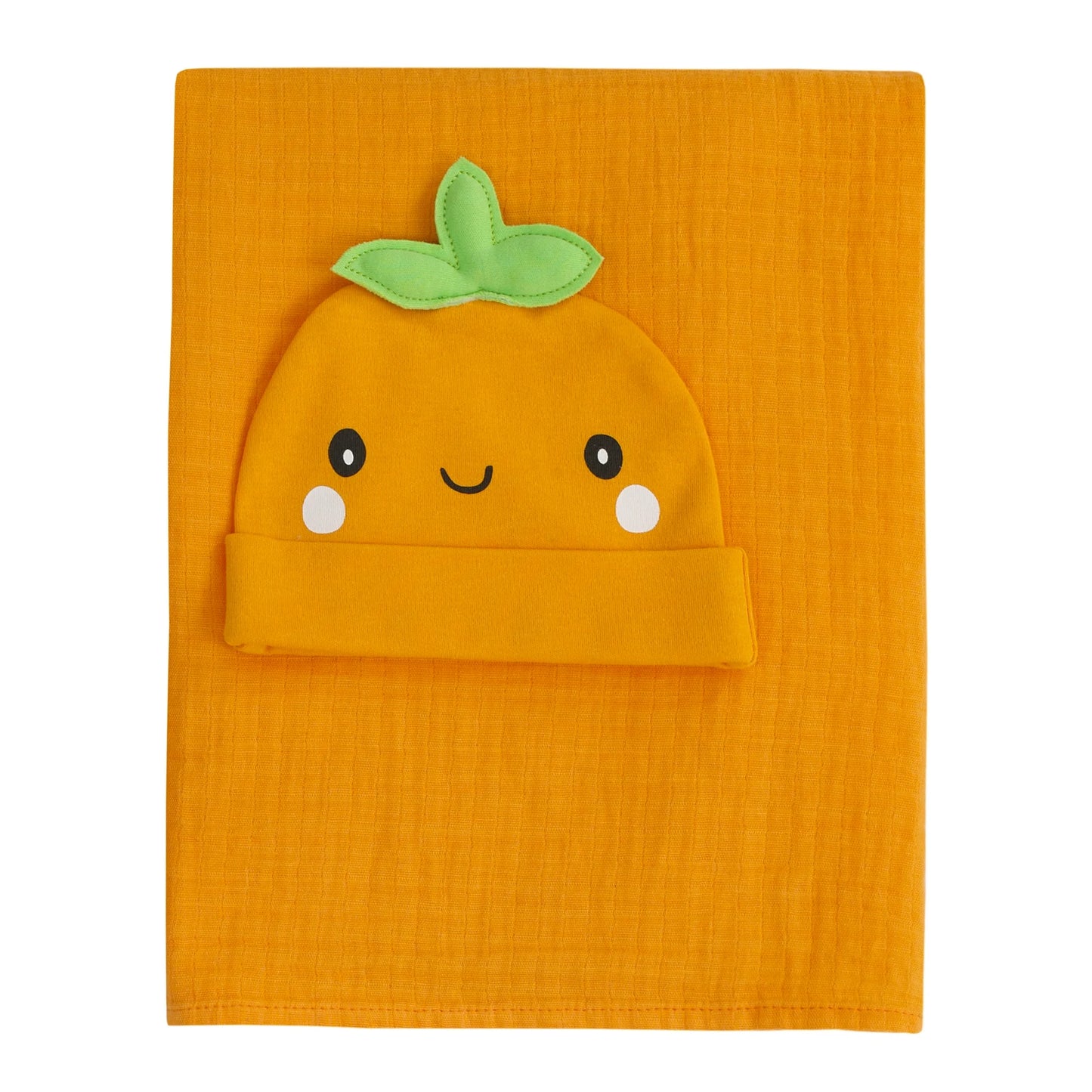 Parent's Choice Muslin Swaddle & Beanie Set – Orange/Pumpkin