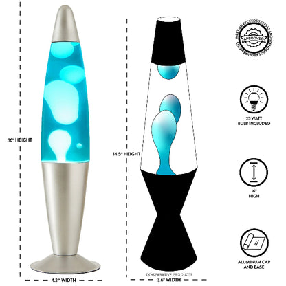 Urban Shop 16" Blue Lava Motion Lamp with White Wax and Silver Base