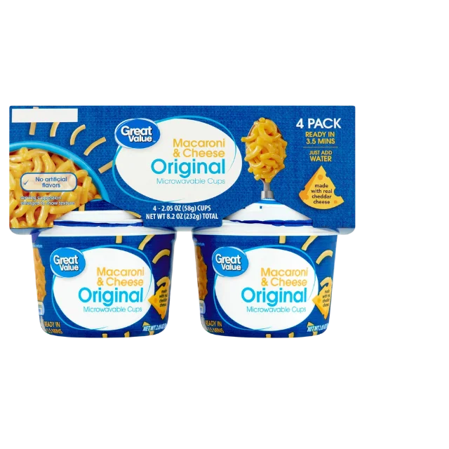 Great Value Original Macaroni & Cheese, 2.05 oz, 4 Pack