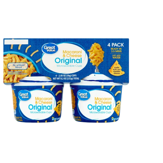 Great Value Original Macaroni & Cheese, 2.05 oz, 4 Pack