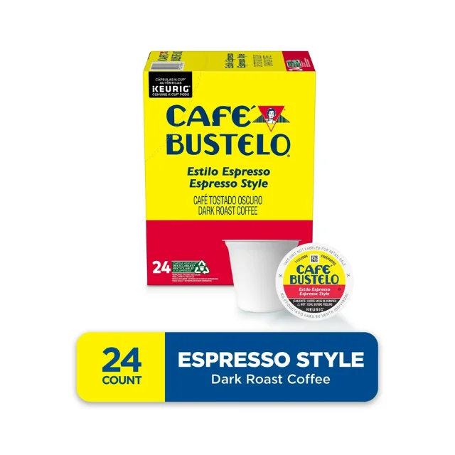 Cafe Bustelo Espresso Style, Dark Roast Coffee, Keurig K-Cup Pods, 24 Count Box