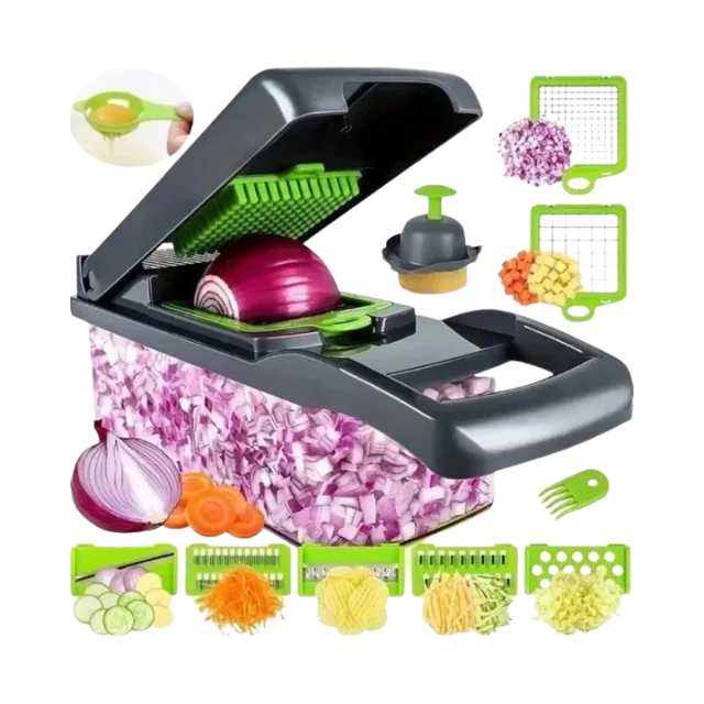 Multifunctional 14 in Vegetable Chopper & Slicer with Handle for Kitchen