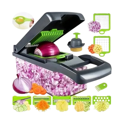 Multifunctional 14 in Vegetable Chopper & Slicer with Handle for Kitchen