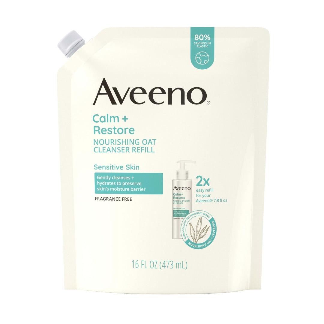 Aveeno Calm  Restore Nourishing Oat Face Wash, Facial Cleanser Refill, 16 oz