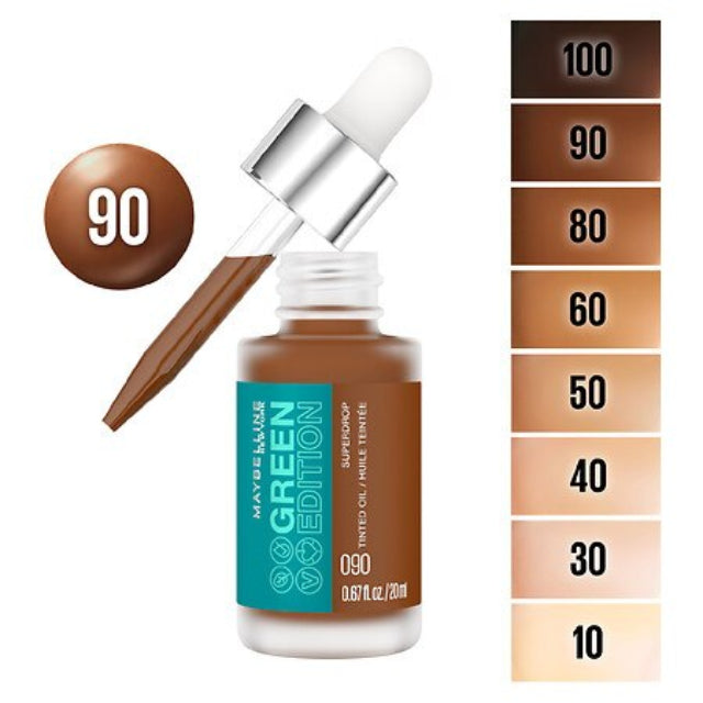 Maybelline New York Green Edition Superdrop Tinted Oil Makeup: 8 Shades of Adjustable, Natural Coverage Infused with Jojoba and Marula Oi - asyouwish.store