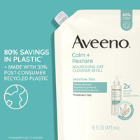 Aveeno Calm  Restore Nourishing Oat Face Wash, Facial Cleanser Refill, 16 oz