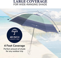 Caribbean Joe Beach Umbrella for Chair, Adjustable and Universal Clamp On Beach Umbrella with UV Protection, 48 Inch