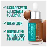 Maybelline New York Green Edition Superdrop Tinted Oil Makeup: 8 Shades of Adjustable, Natural Coverage Infused with Jojoba and Marula Oi
