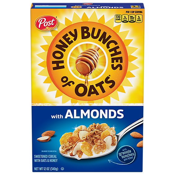 Post Honey Bunches of Oats With Almonds Heart Healthy Breakfast Cereal 12 Oz