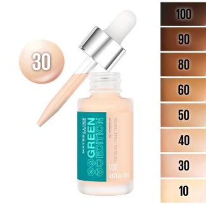 Maybelline New York Green Edition Superdrop Tinted Oil Makeup: 8 Shades of Adjustable, Natural Coverage Infused with Jojoba and Marula Oi - asyouwish.store