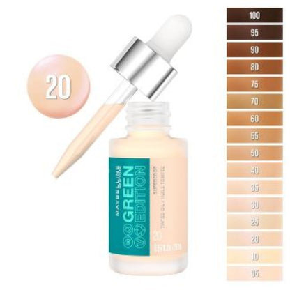 Maybelline New York Green Edition Superdrop Tinted Oil Makeup: 8 Shades of Adjustable, Natural Coverage Infused with Jojoba and Marula Oi - asyouwish.store