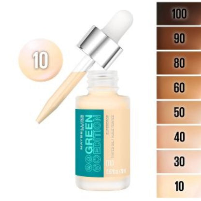 Maybelline New York Green Edition Superdrop Tinted Oil Makeup: 8 Shades of Adjustable, Natural Coverage Infused with Jojoba and Marula Oi - asyouwish.store