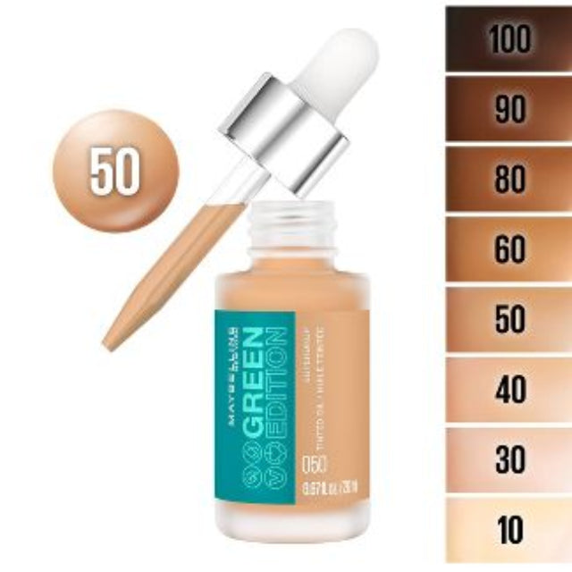 Maybelline New York Green Edition Superdrop Tinted Oil Makeup: 8 Shades of Adjustable, Natural Coverage Infused with Jojoba and Marula Oi - asyouwish.store